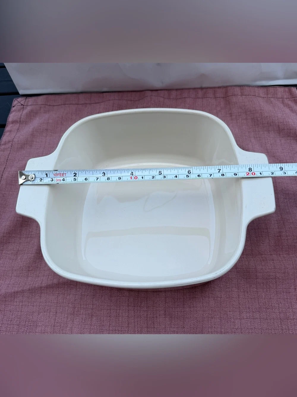 Corningware White Ceramic Casserole Dish with Pink Heart Motif